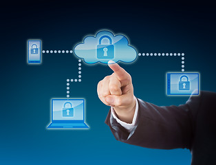 Image showing Cloud Computing Security Metaphor In Blue