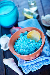 Image showing sea salt and soap