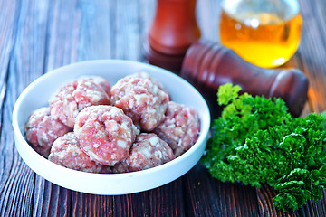 Image showing raw meatballs