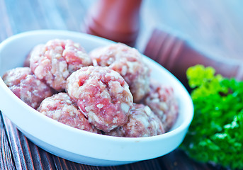 Image showing raw meatballs