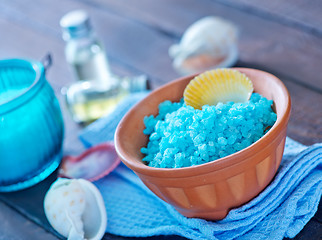 Image showing sea salt and soap