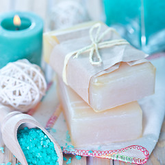 Image showing sea salt and soap