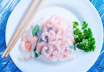 Image showing rolls with shrimps