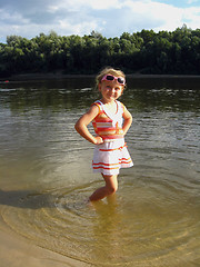 Image showing little girl standing in the river