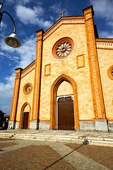 Image showing  church  in  the villa cortese  old   closed brick tower sidewal