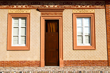 Image showing brown door  europe    in  the milano   brick terrace