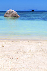 Image showing asia  the  kho tao bay isle white  beach    rocks house boat in 