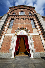 Image showing  church  in  the legnano  old    tower sidewalk italy  lombardy 