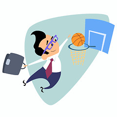 Image showing Businessman throws a basketball into the basket business theme s