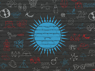 Image showing Tourism concept: Sun on wall background