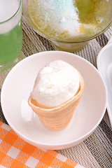 Image showing Mixed ice cream scoops in bowl