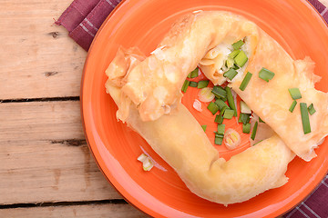 Image showing cottage cheese and fresh chopped parsley