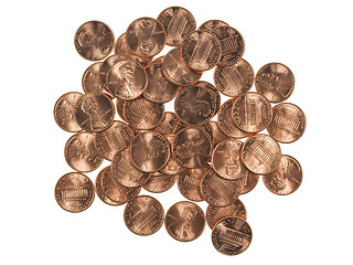 Image showing Dollar coins 1 cent wheat penny cent