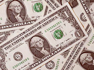 Image showing Retro look Dollar notes 1 Dollar