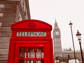 Image showing Retro look London telephone box