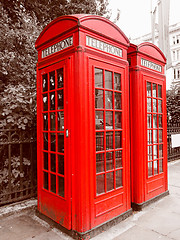 Image showing Retro look London telephone box