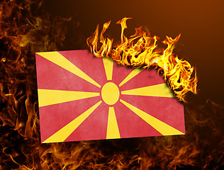 Image showing Flag burning - Macedonia