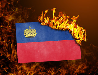 Image showing Flag burning - Liechtenstein