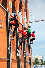 Image showing Fire fighter is competing