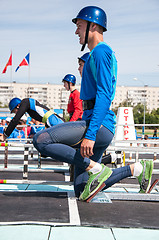 Image showing Fire fighter is competing