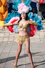 Image showing Girl dancing on the street of the city