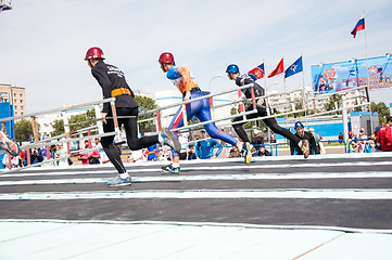 Image showing Fire fighter is competing