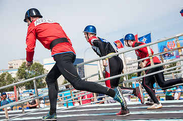 Image showing Fire fighter is competing