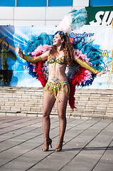 Image showing Girl dancing on the street of the city