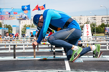 Image showing Fire fighter is competing