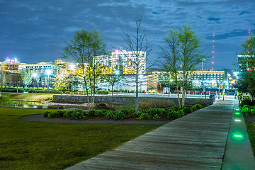 Image showing Skyline of Birmingham Alabama from Railroad Park