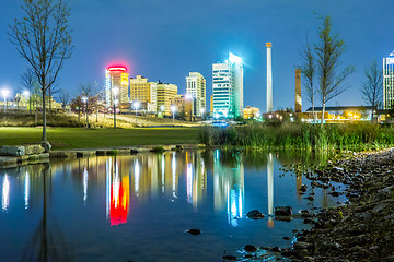 Image showing Skyline of Birmingham Alabama from Railroad Park