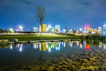 Image showing Skyline of Birmingham Alabama from Railroad Park