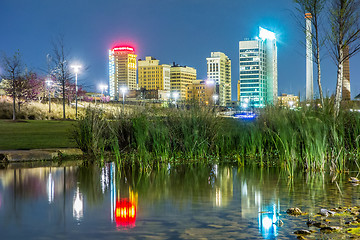 Image showing Skyline of Birmingham Alabama from Railroad Park