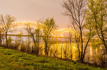 Image showing  Hernando de Soto Bridge - Memphis Tennessee at night