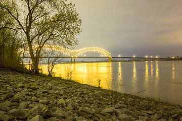 Image showing  Hernando de Soto Bridge - Memphis Tennessee at night