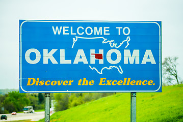 Image showing welcome to oklahoma highway state sign