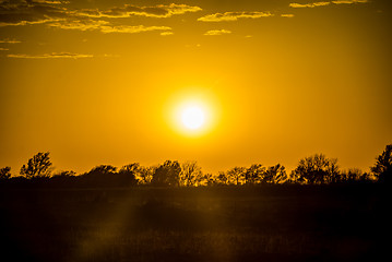 Image showing golden sunset over farm field