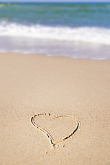 Image showing Heart in sand on the beach