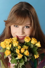 Image showing Woman with rose bouquet