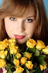 Image showing Woman with rose bouquet