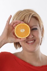 Image showing Woman with orange