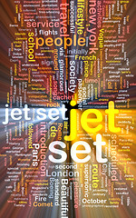 Image showing Jet set wordcloud concept illustration glowing