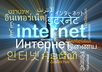 Image showing internet multilanguage wordcloud background concept glowing