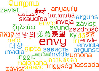 Image showing Envy multilanguage wordcloud background concept