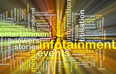 Image showing infotainment wordcloud concept illustration glowing