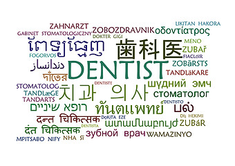 Image showing dentist multilanguage wordcloud background concept