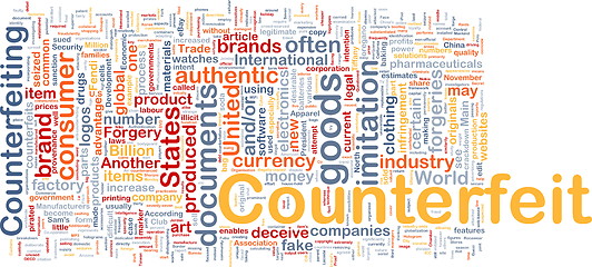 Image showing Counterfeit background concept wordcloud