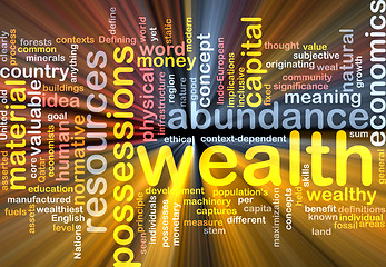 Image showing Wealth wordcloud concept illustration glowing