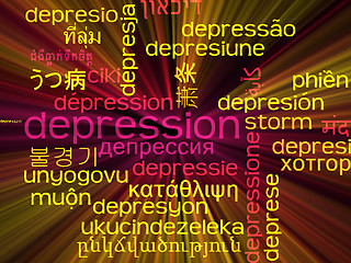 Image showing Depression multilanguage wordcloud background concept glowing