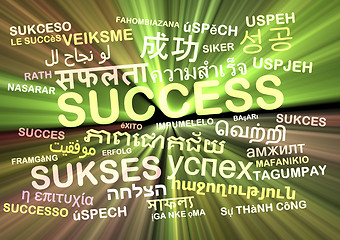 Image showing success multilanguage wordcloud background concept glowing